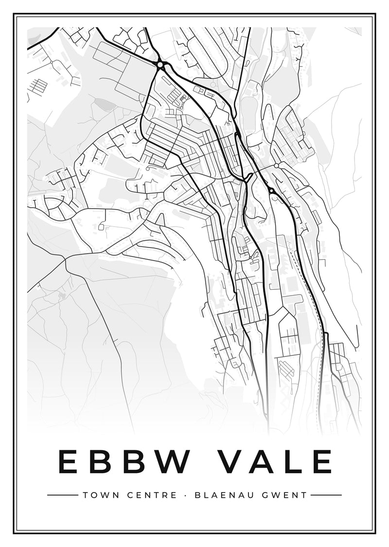 Ebbw Vale Town Centre Street Map Poster