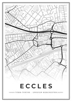 Street map poster of Eccles town centre, Greater Manchester