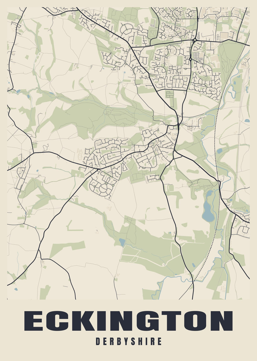 Street map poster of Eckington, Derbyshire