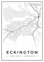 Street map poster of Eckington town centre, Derbyshire