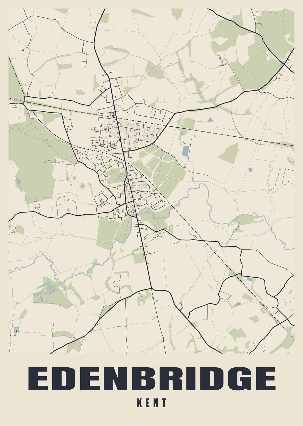 Street map poster of Edenbridge, Kent