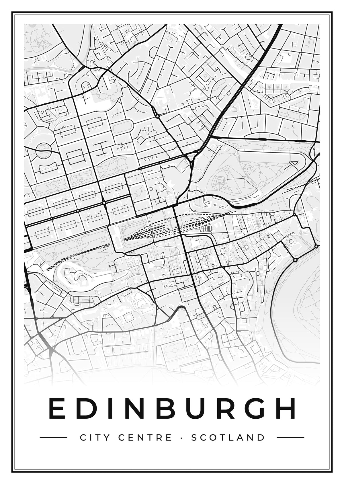 Street map poster of Edinburgh city centre, Scotland