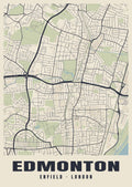 Heritage street map poster of Edmonton, Enfield, London