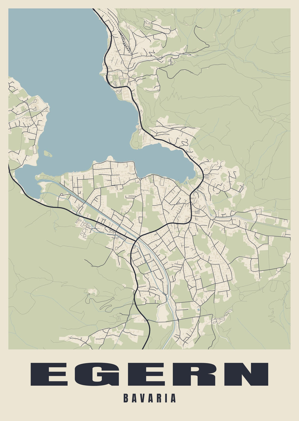 Street map poster of Egern, Bavaria