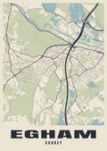 Street map poster of Egham, Surrey