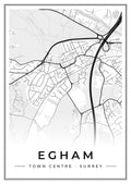 Street map poster of Egham town centre, Surrey