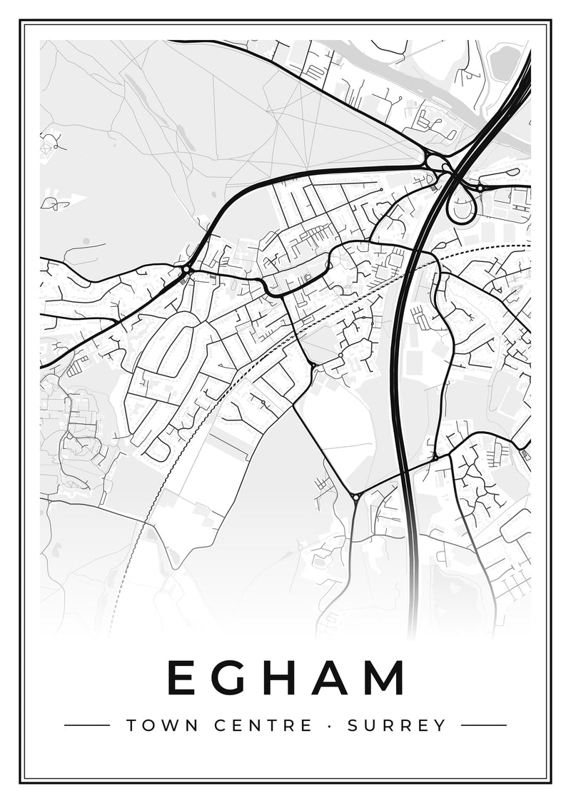 Egham Town Centre Street Map Poster