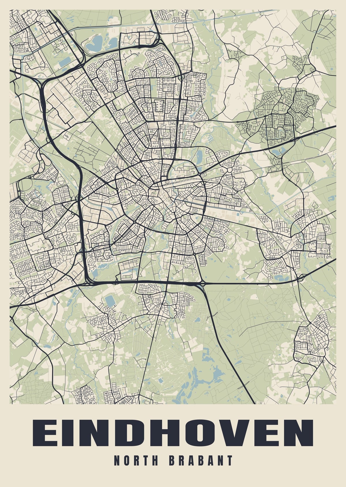 Street map poster of Eindhoven, North Brabant