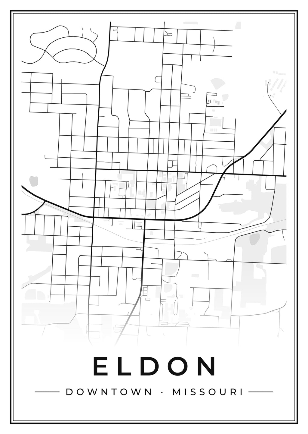 Street map poster of downtown Eldon, Missouri