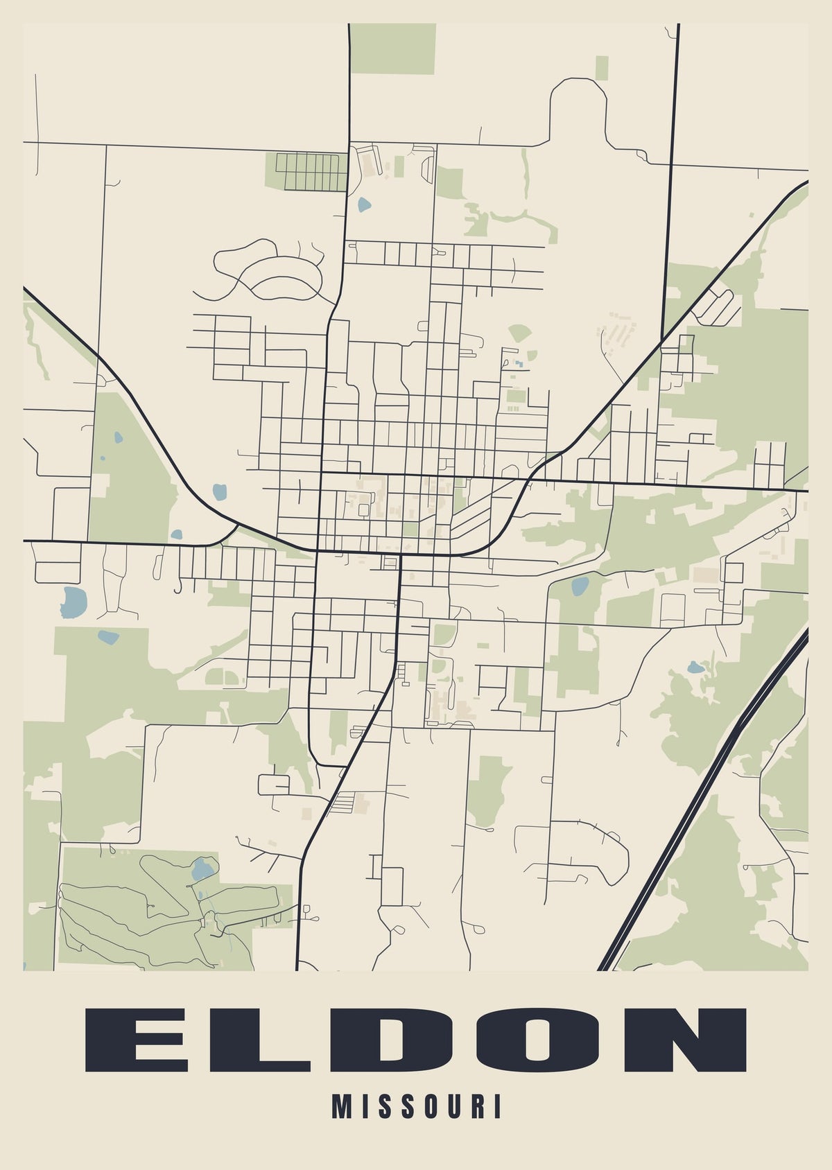 Street map poster of Eldon, Missouri
