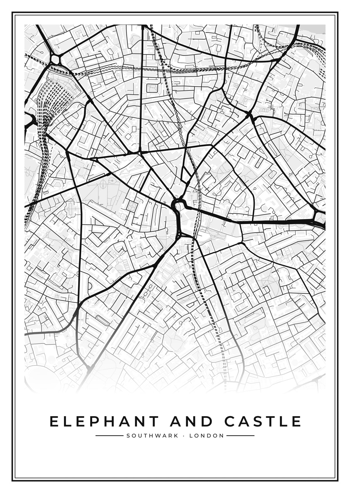 Street map poster of Elephant and Castle, Southwark, London