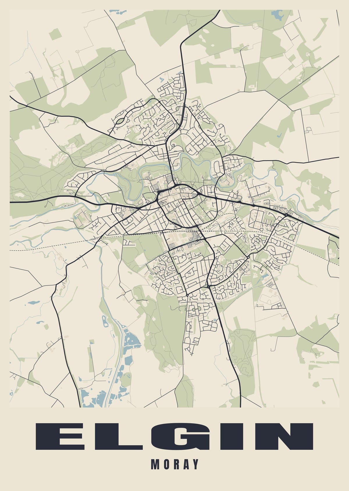 Street map poster of Elgin, Moray