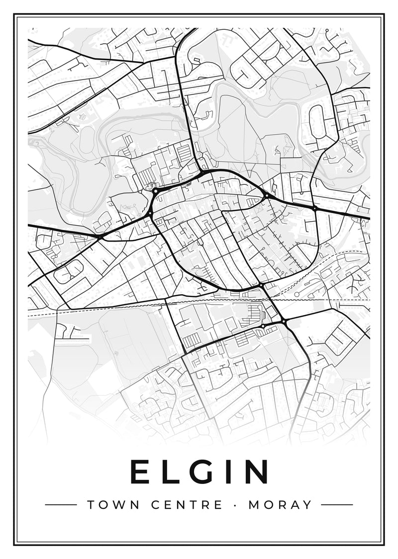 Elgin Town Centre Street Map Poster