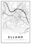 Street map poster of Elland town centre, West Yorkshire