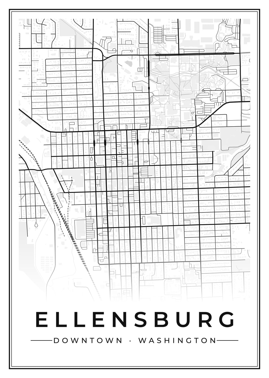 Street map poster of downtown Ellensburg, Washington