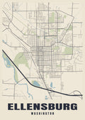Street map poster of Ellensburg, Washington