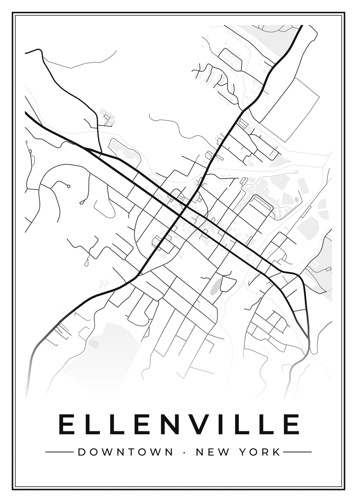 Street map poster of downtown Ellenville, New York