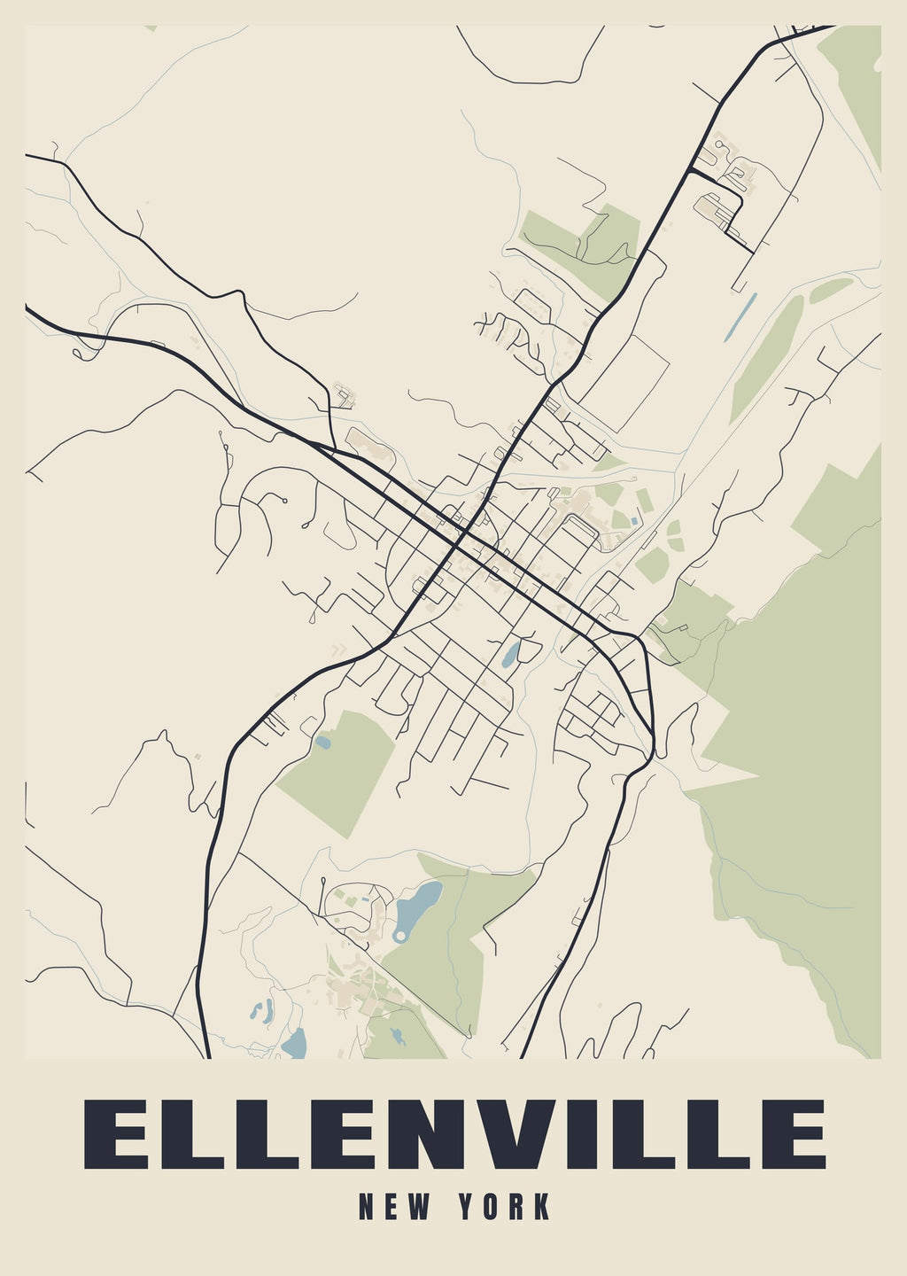 Street map poster of Ellenville, New York