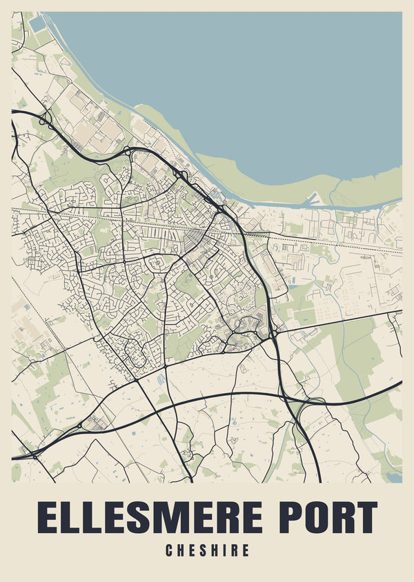 Ellesmere Port Street Map Poster