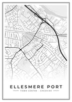 Street map poster of Ellesmere Port town centre, Cheshire