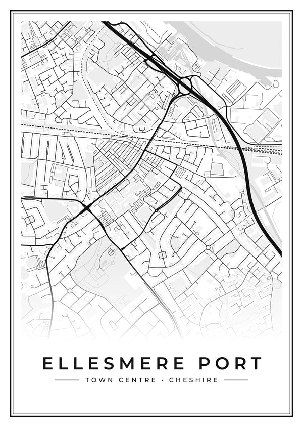 Ellesmere Port Town Centre Street Map Poster