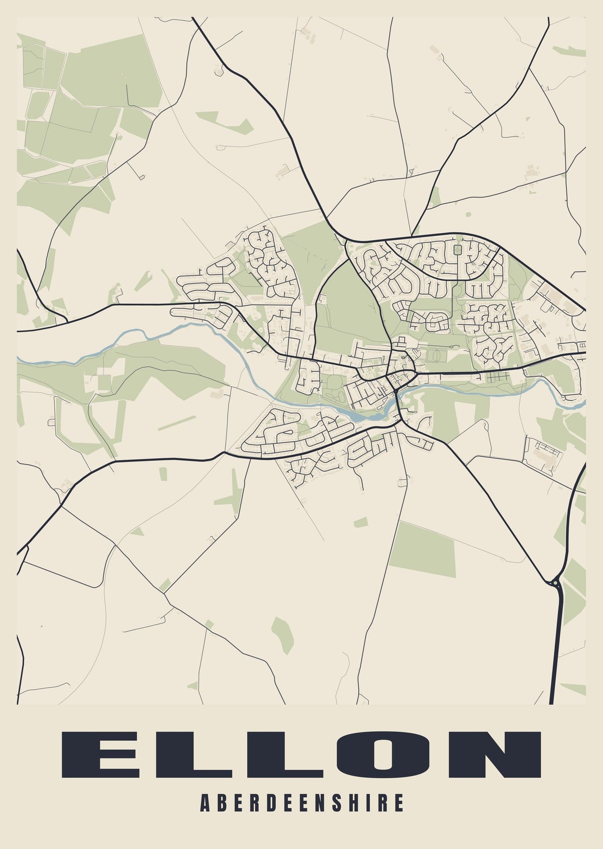 Street map poster of Ellon, Aberdeenshire