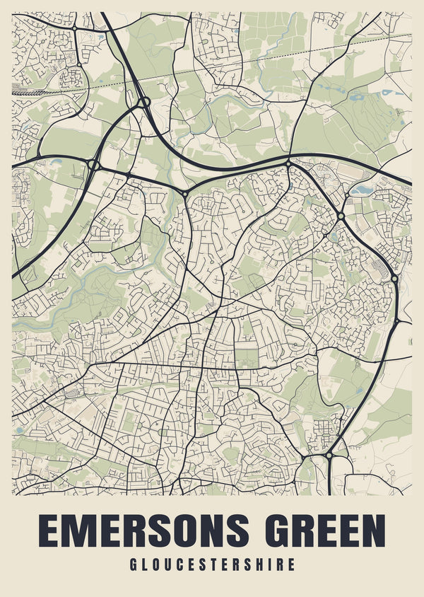 Emersons Green Street Map Poster
