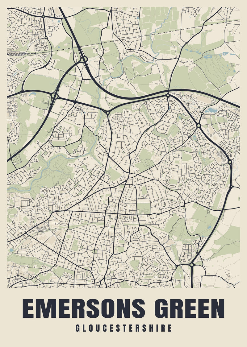 Emersons Green Street Map Poster