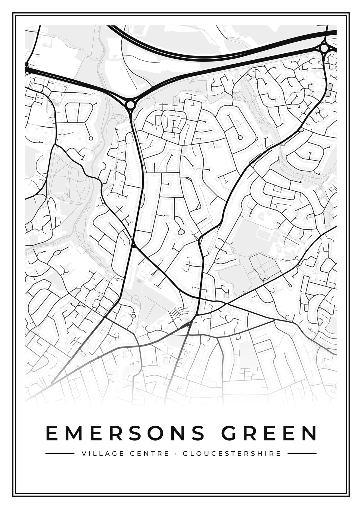 Street map poster of Emersons Green village centre, Gloucestershire