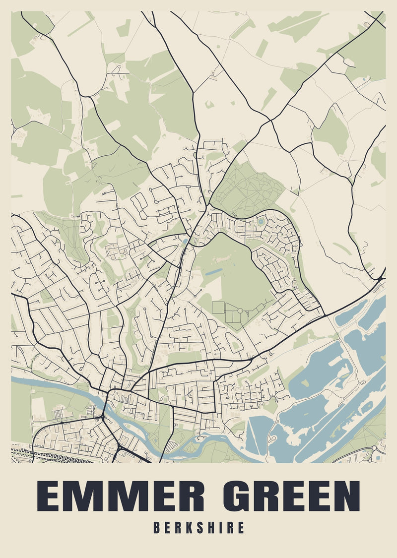 Emmer Green Street Map Poster