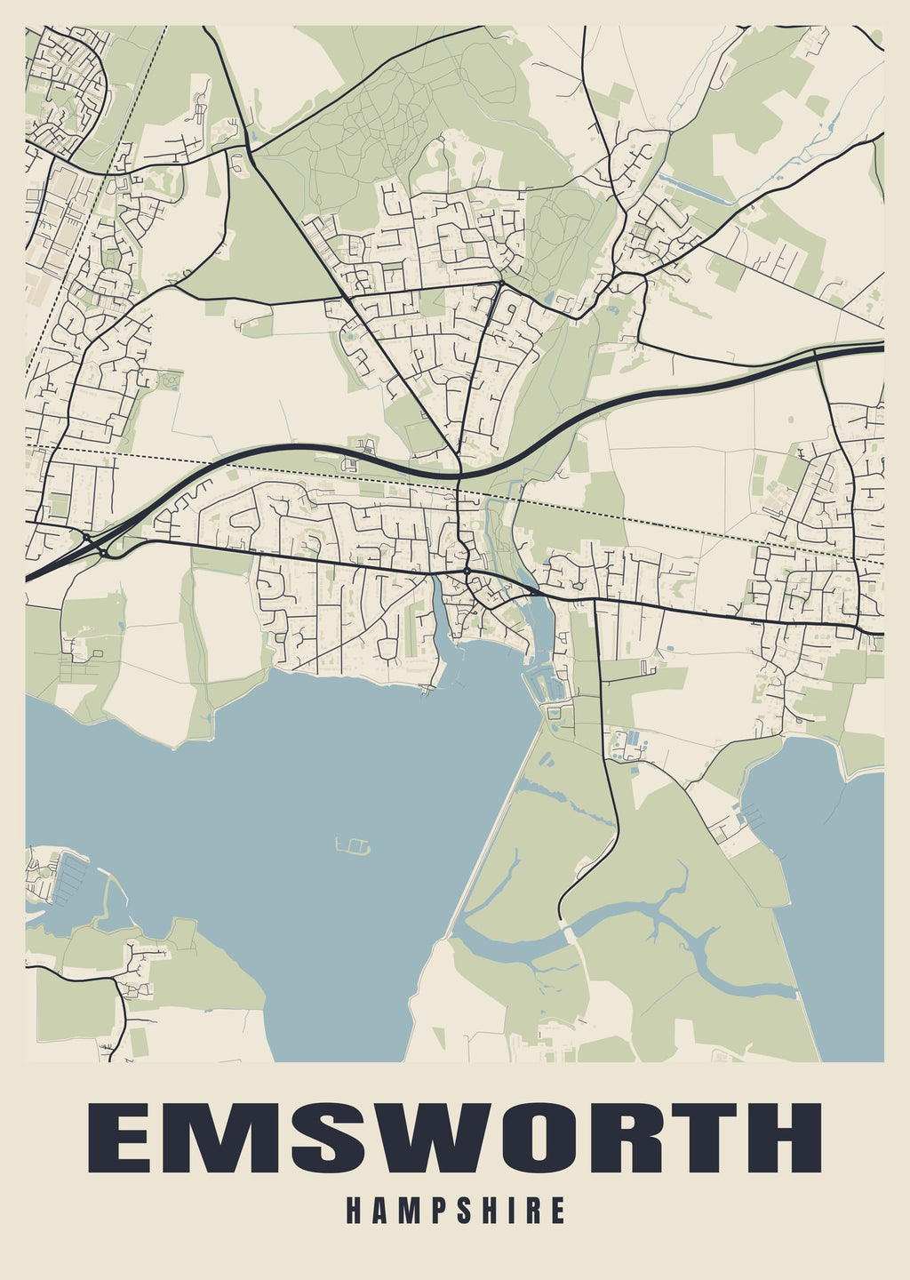 Street map poster of Emsworth, Hampshire
