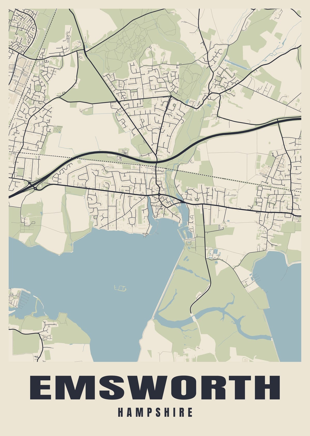 Street map poster of Emsworth, Hampshire