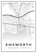 Street map poster of Emsworth town centre, Hampshire