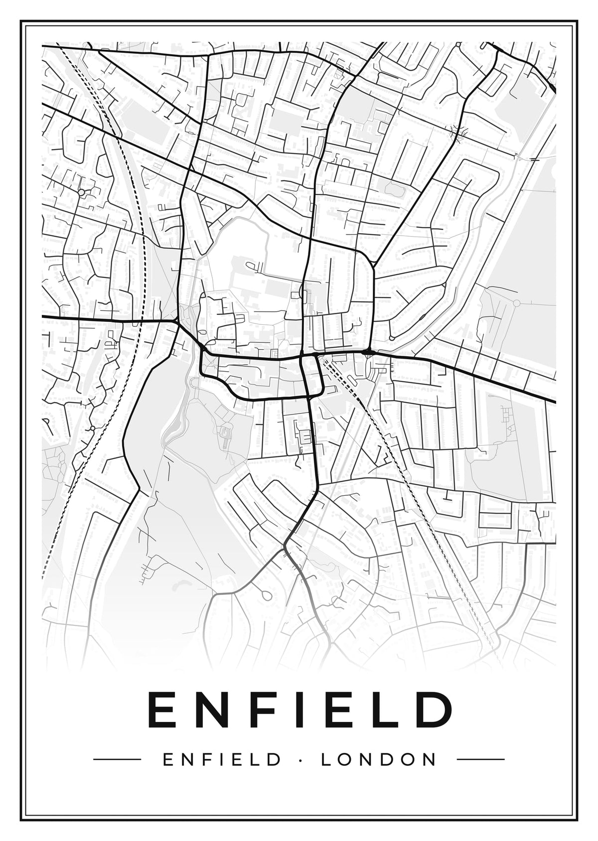 Street map poster of Enfield, Enfield, London
