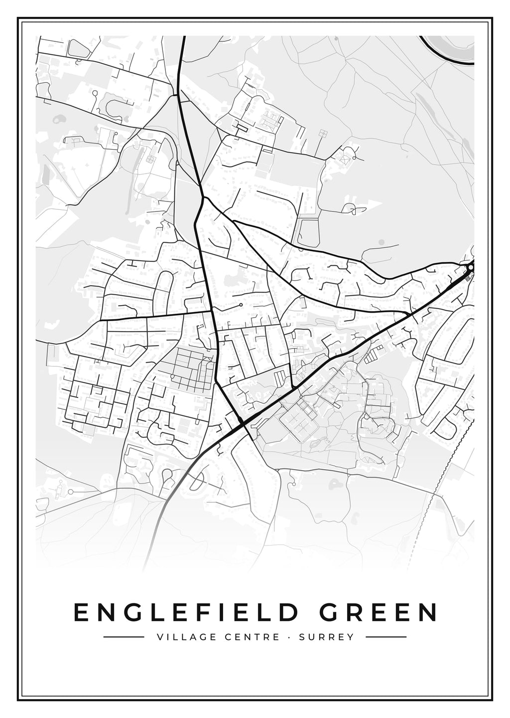 Street map poster of Englefield Green village centre, Surrey