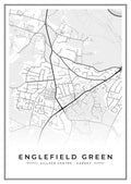 Street map poster of Englefield Green village centre, Surrey