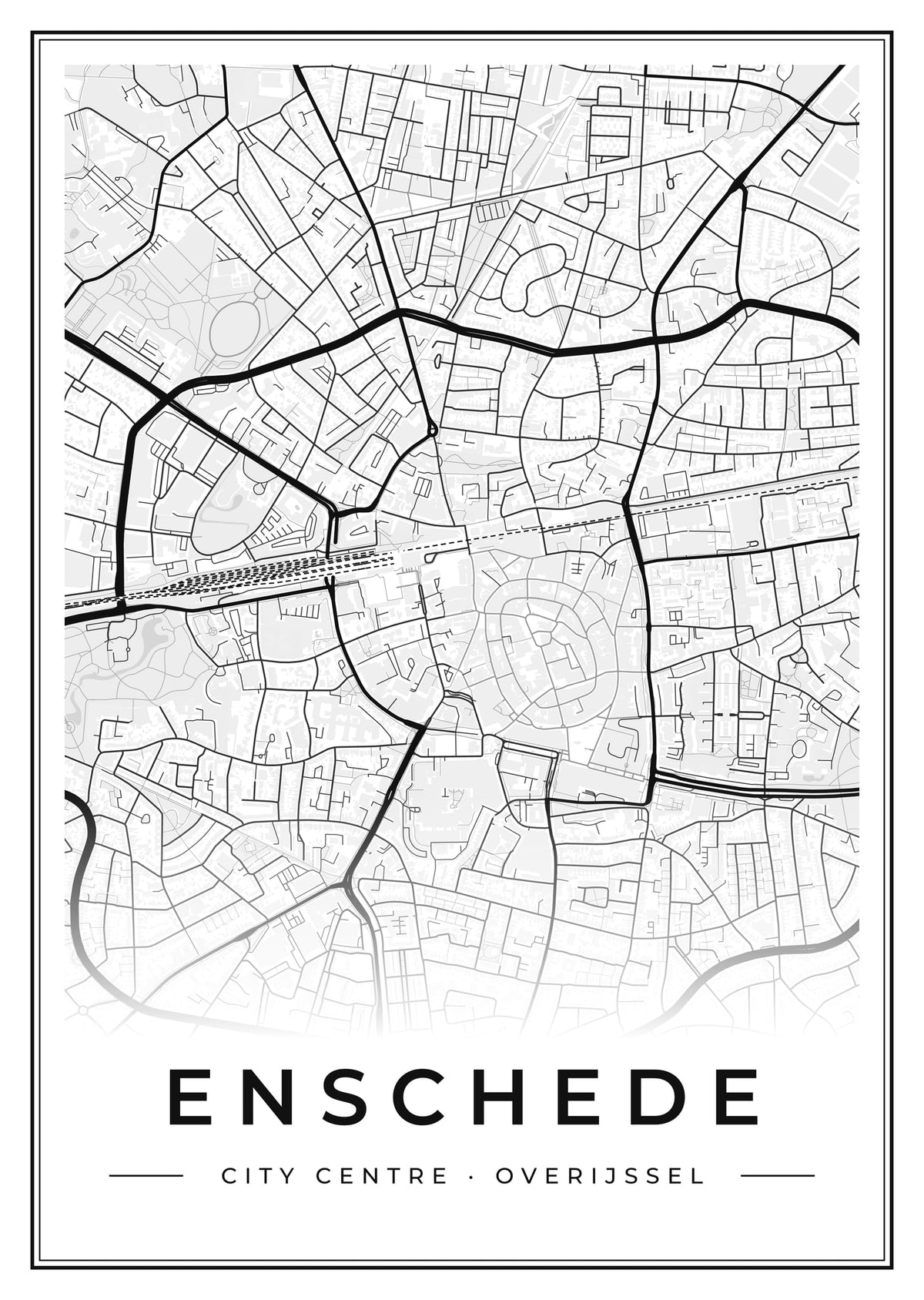 Street map poster of Enschede city centre, Overijssel