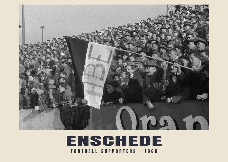 Football supporters, Enschede — 1960 · Historic photograph print