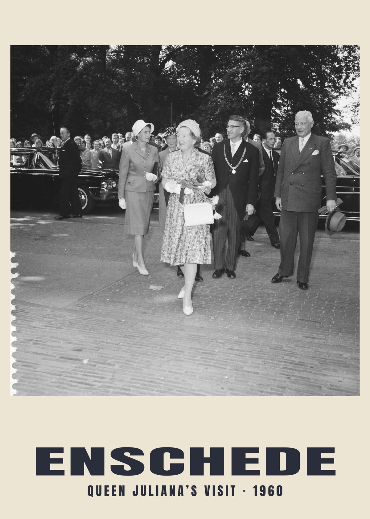 Queen Juliana’s visit, Enschede — Historic photograph print, 1960