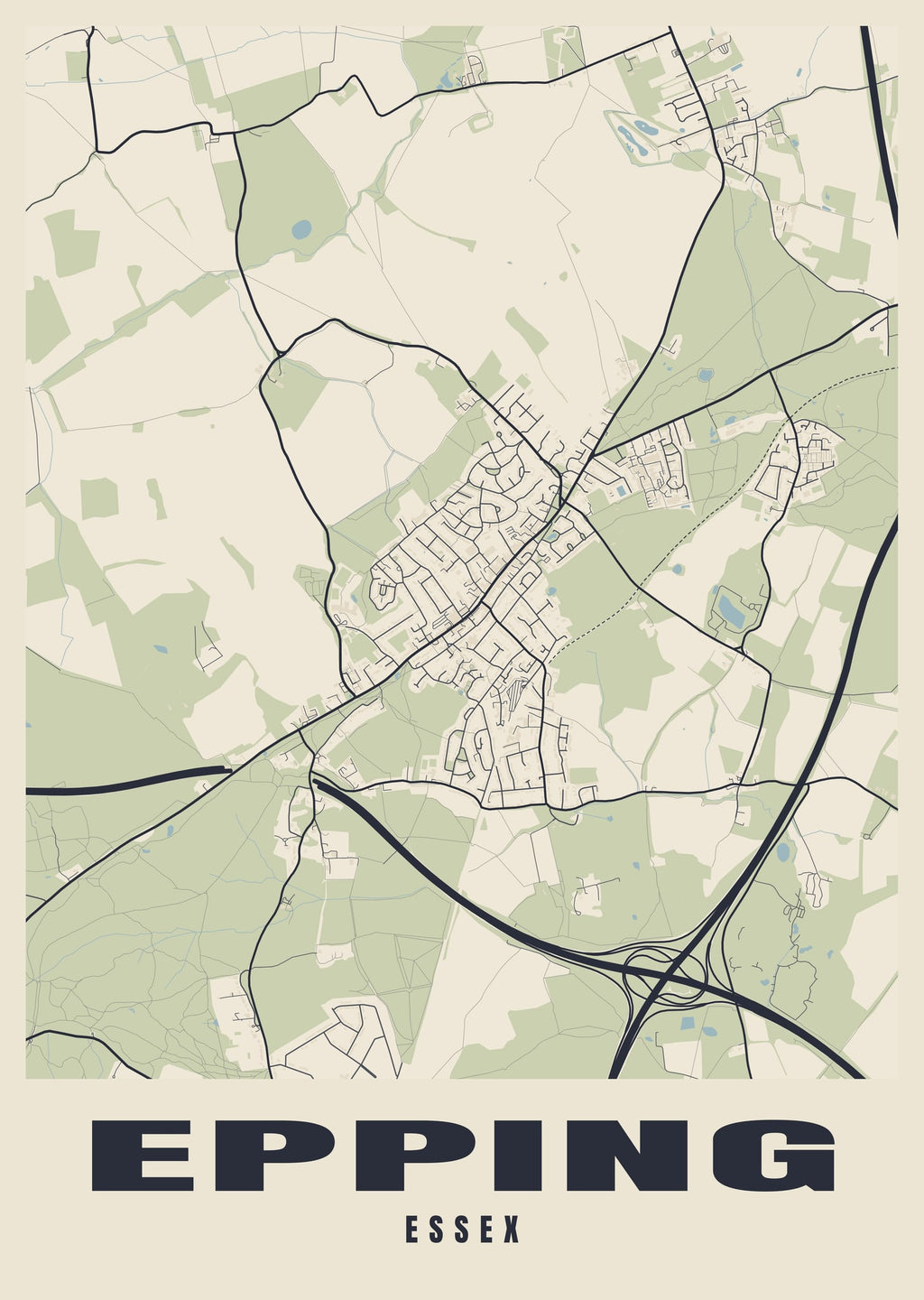 Street map poster of Epping, Essex