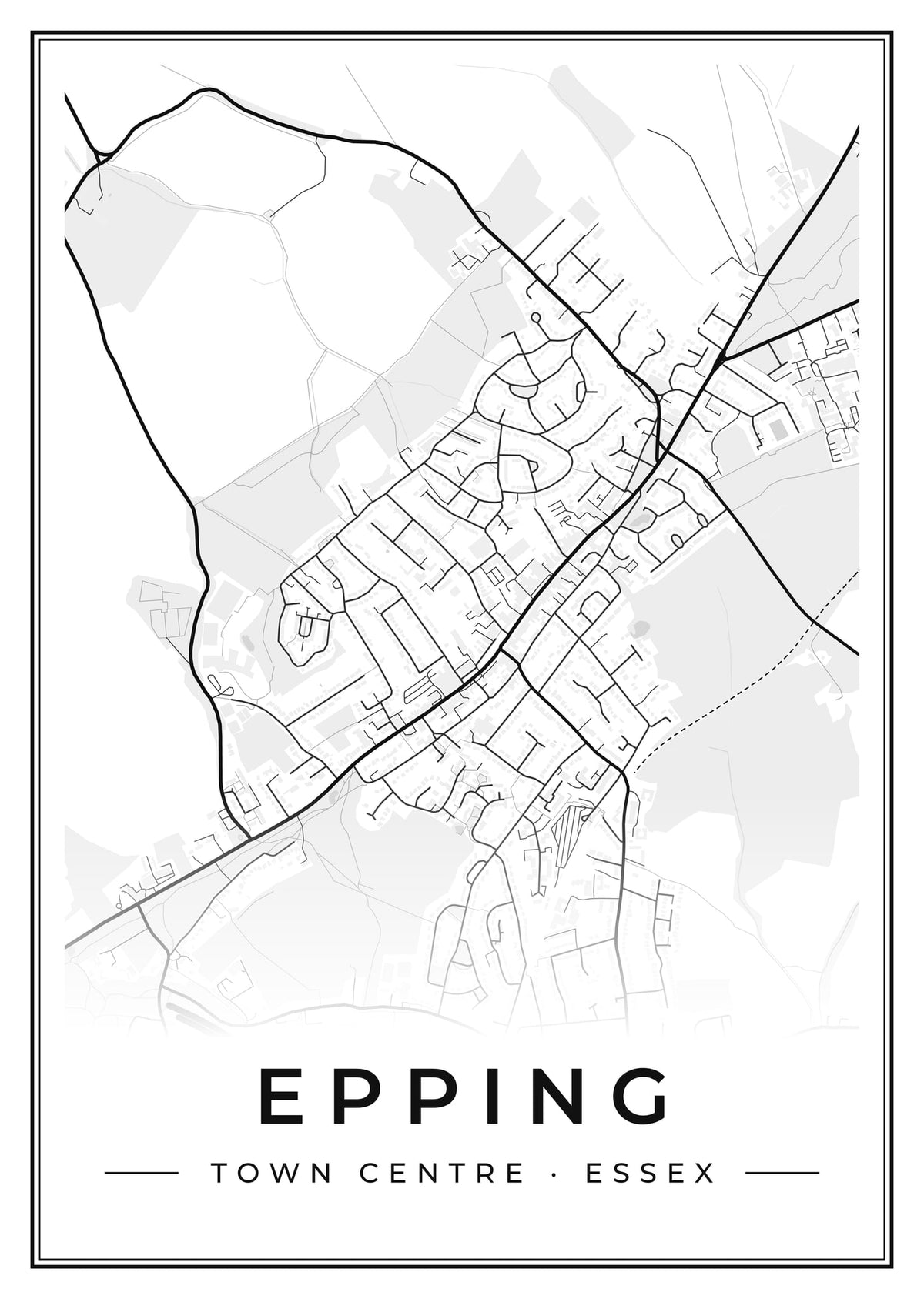 Street map poster of Epping town centre, Essex