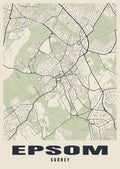Street map poster of Epsom, Surrey