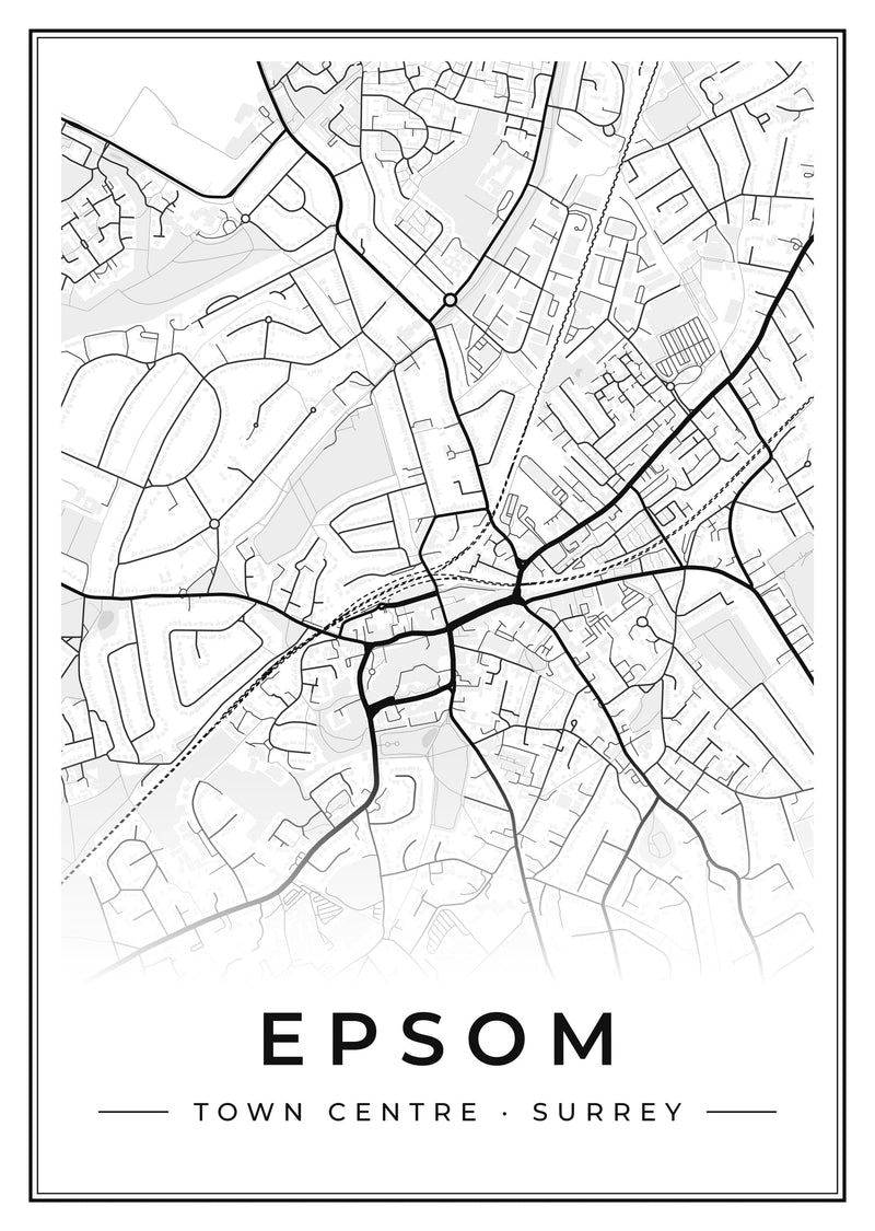Epsom Town Centre Street Map Poster