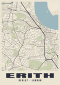 Heritage street map poster of Erith, Bexley, London