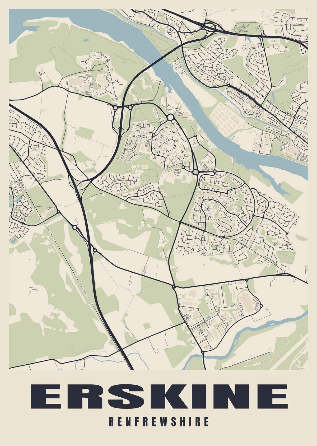 Street map poster of Erskine, Renfrewshire