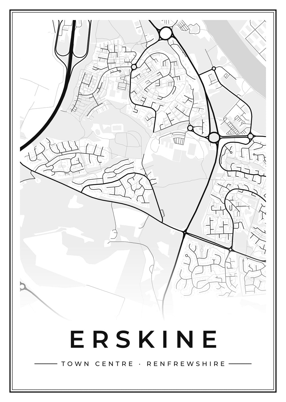 Erskine Town Centre Street Map Poster