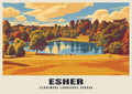 Claremont Landscape Garden, Esher poster, Retro Railway style