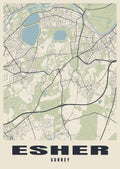 Street map poster of Esher, Surrey