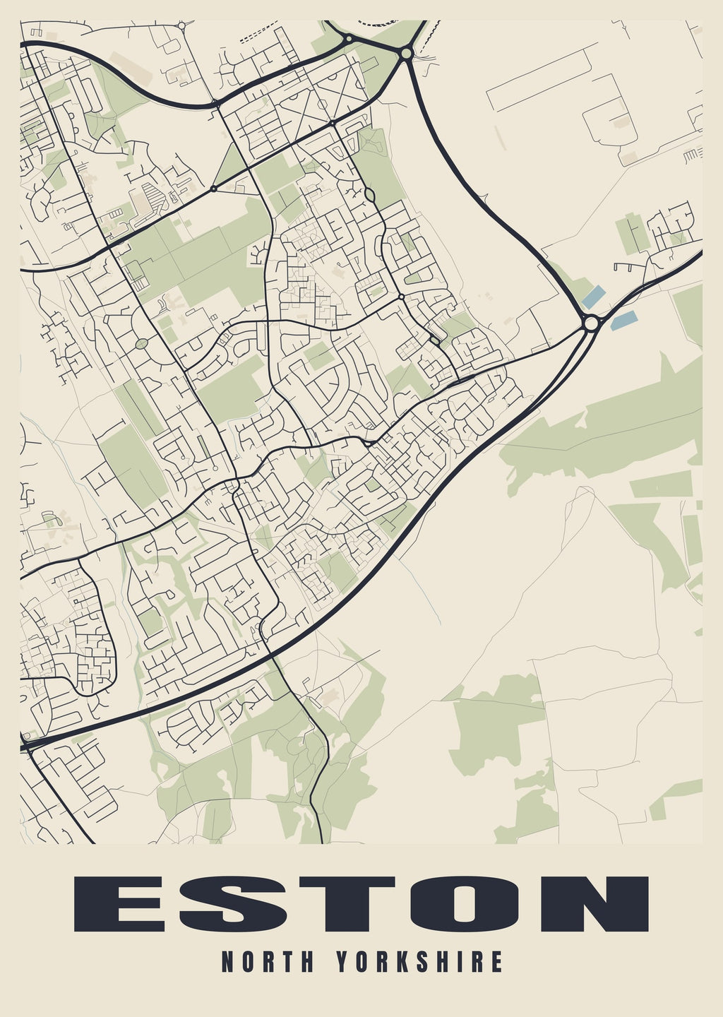 Street map poster of Eston, North Yorkshire