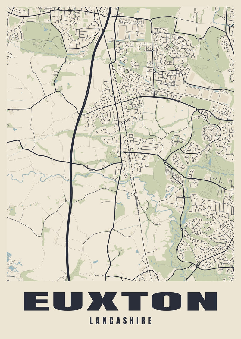 Euxton Street Map Poster